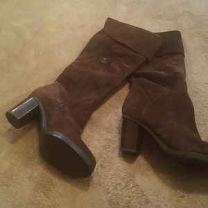 Brown suede boots